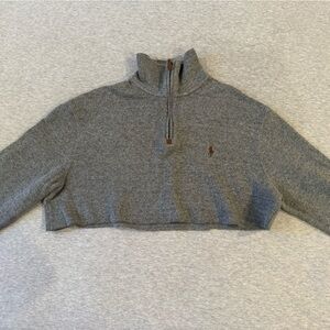 Reworked ultra-cropped Ralph Lauren quarter zip